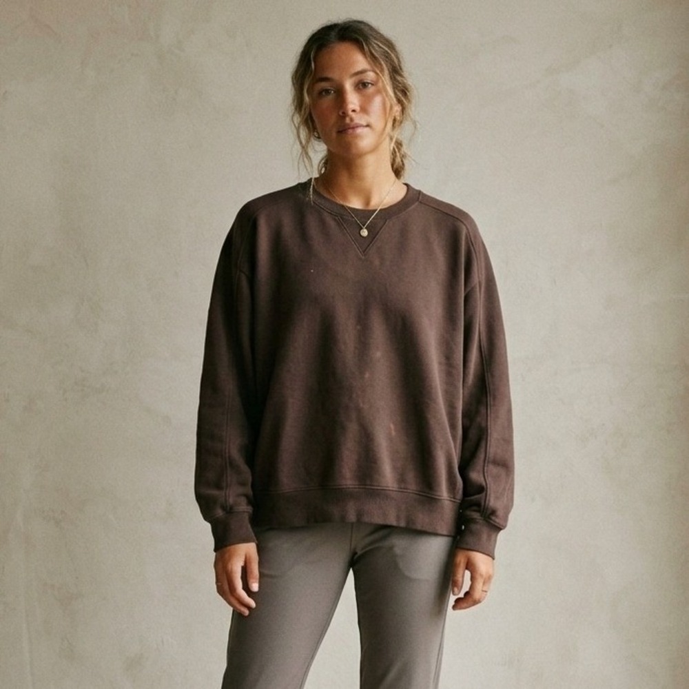 Vuori Sedona Seams Crewneck Sweatshirt Womens XL Brown Cotton Pullover Lounge